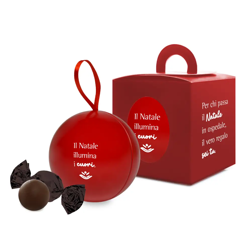 [CRT.16P.LAT.ATM.BAM.GES] Cartone 16 pezzi Atmosfera con Boules alla Crema Nocciola 100 g con Astuccio, Etichetta, Tagliandino 8x8 - FONDAZIONE BAMBINO GESÙ